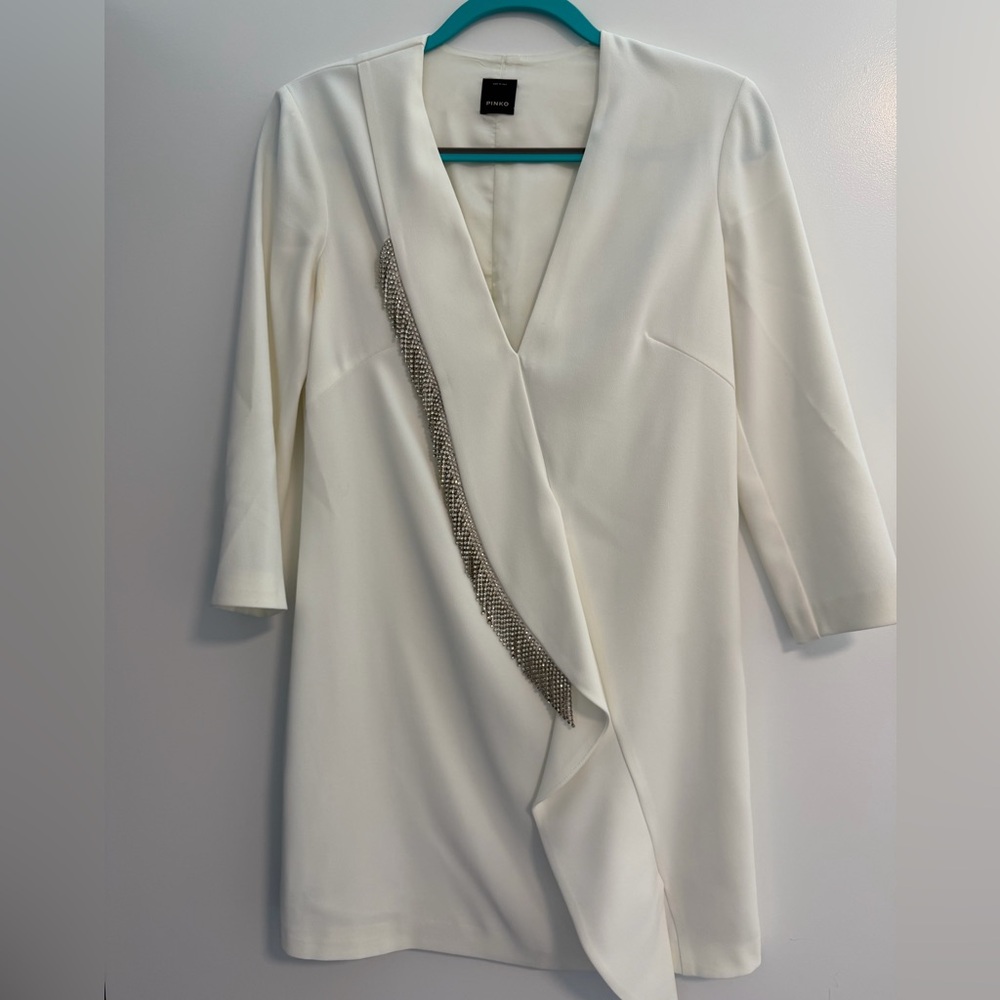 Pinko Embellished White Dress, Size 4